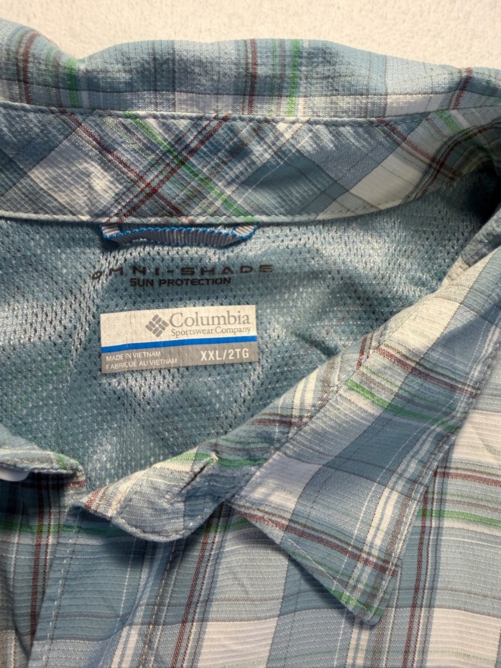 Columbia Omni-Shade Plaid Fishing Shirt XXL 2TG Vented Outdoor Hiking - Picture 3 of 6